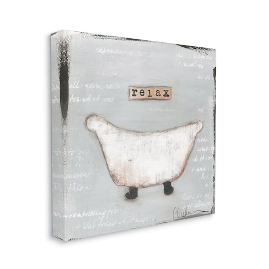 Stupell Industries Relax Bathtub Pastels Bath Canvas Wall Art